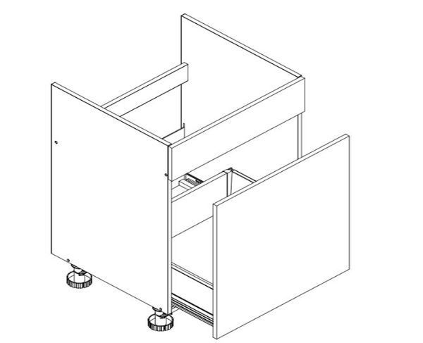 Apatinė spintelė po kriaukle, 80 cm, stalčius, D80ZL, kištukas Oscar