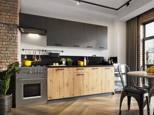 „Clara“ virtuvė 180–240 cm, „Artisan Oak/Peak“ – SPECIALUS PASIŪLYMAS