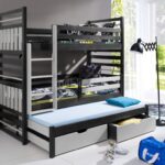 HIPOLIT trivietė dviaukštė lova su stalčiais 80x181 cm