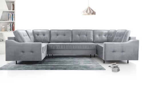 Akita U kampinė sofa-lova su raukiniais