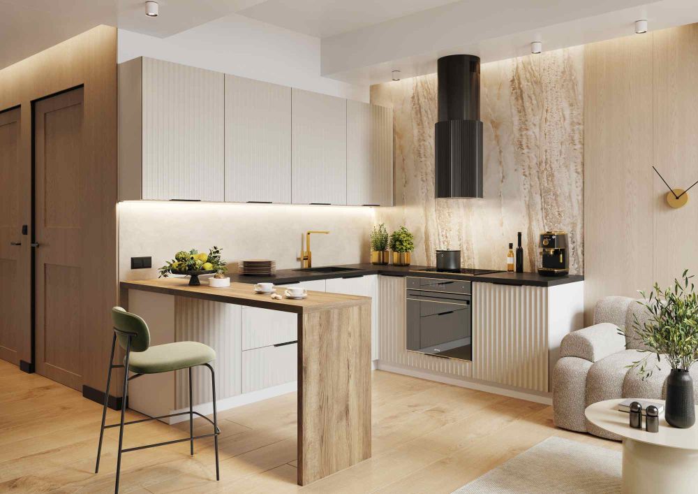 Kampinis komplektas 240/230 cm, Tracy kampinė virtuvė