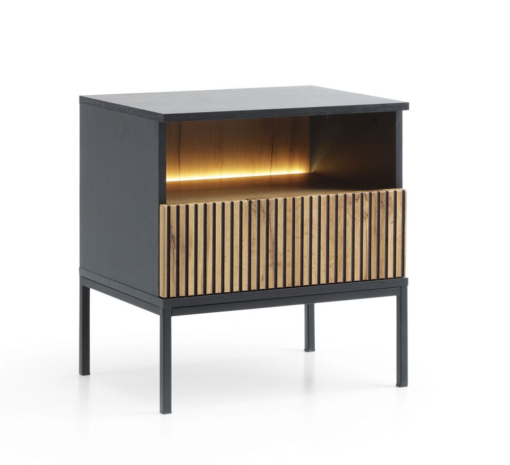 Žavingas palėpės tipo naktinis staliukas su apšvietimu Sento S54