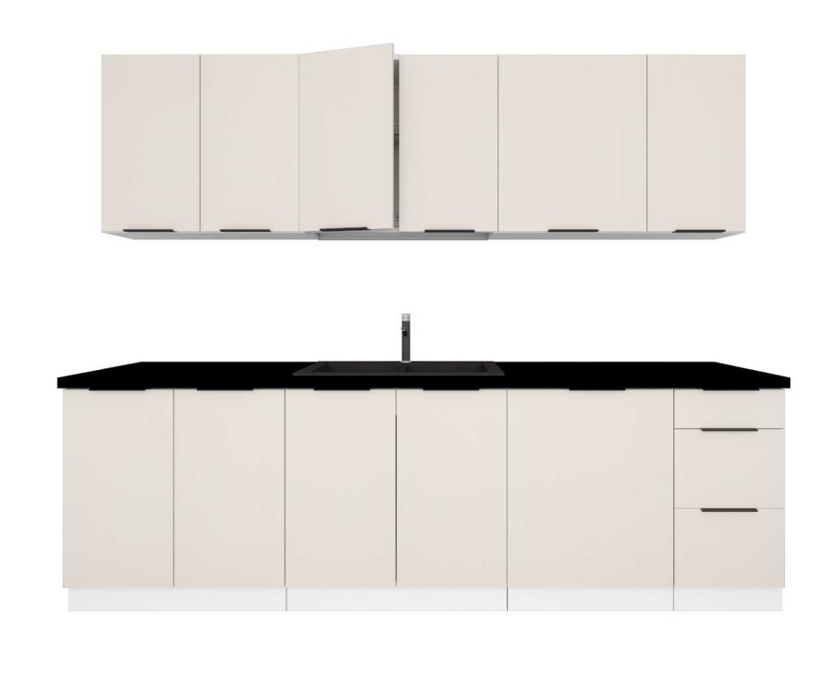 Sonja virtuvė 260 cm su džiovykle, smėlio spalvos - SPECIALUS PASIŪLYMAS