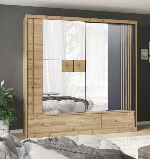 Stumdoma spinta su veidrodinėmis juostelėmis ir stalčiais, Canada CA2-200