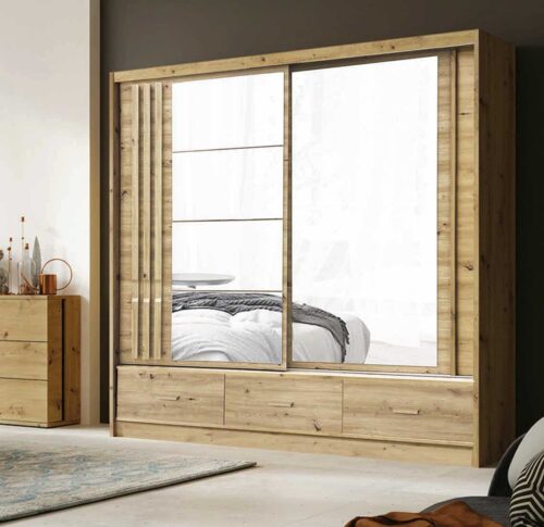 Stumdoma spinta su veidrodinėmis juostelėmis ir stalčiais, Canada CA3-200