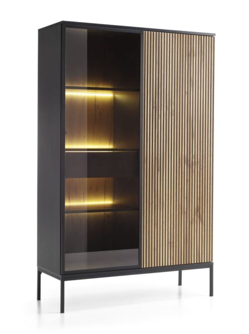 Aukšta, žavinga lofto stiliaus vitrina su apšvietimu Sento WTSZ104