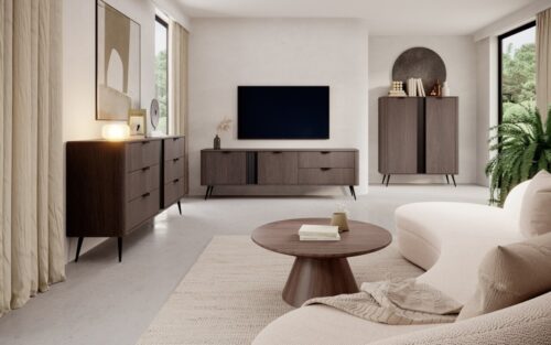 Svetainės sieninė spintelė su grioveliais Veris