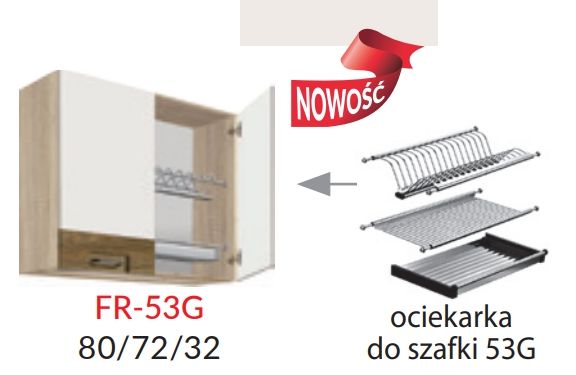 Viršutinė spintelė 80 cm su džiovykle Favorit Ribbeck FR-53G