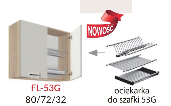 Viršutinė spintelė 80 cm su džiovykle Favorit Latte FL-53G