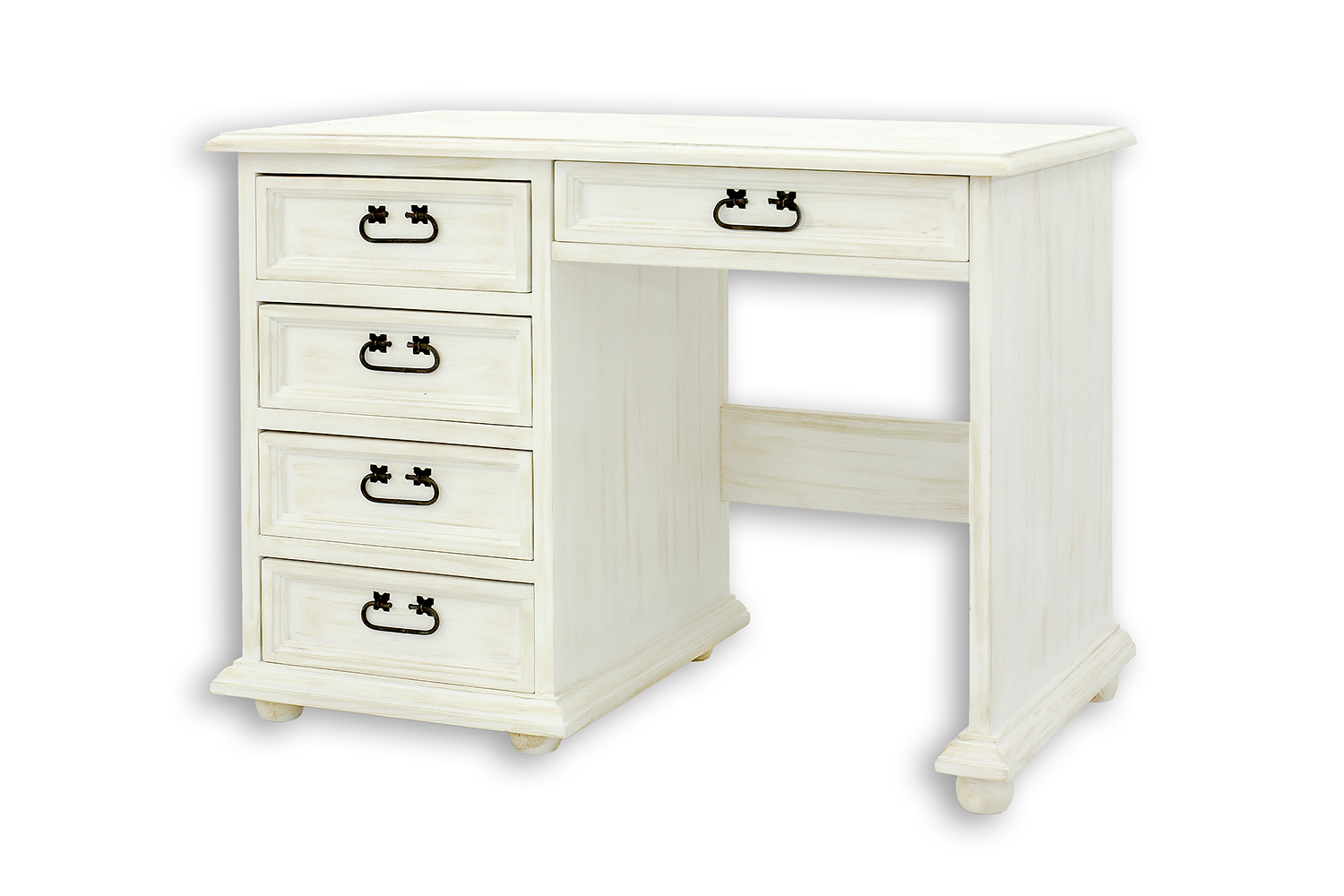 Pušinis rašomasis stalas RUSTIKAL BR700 antikvarinė balta pušis - Paveikslėlis 4