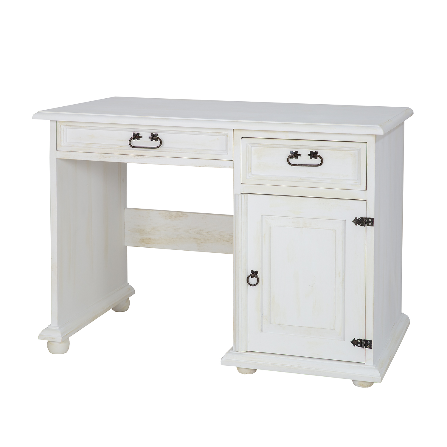 Pušinis rašomasis stalas RUSTIKAL BR701 antikvarinė balta pušis - Paveikslėlis 7