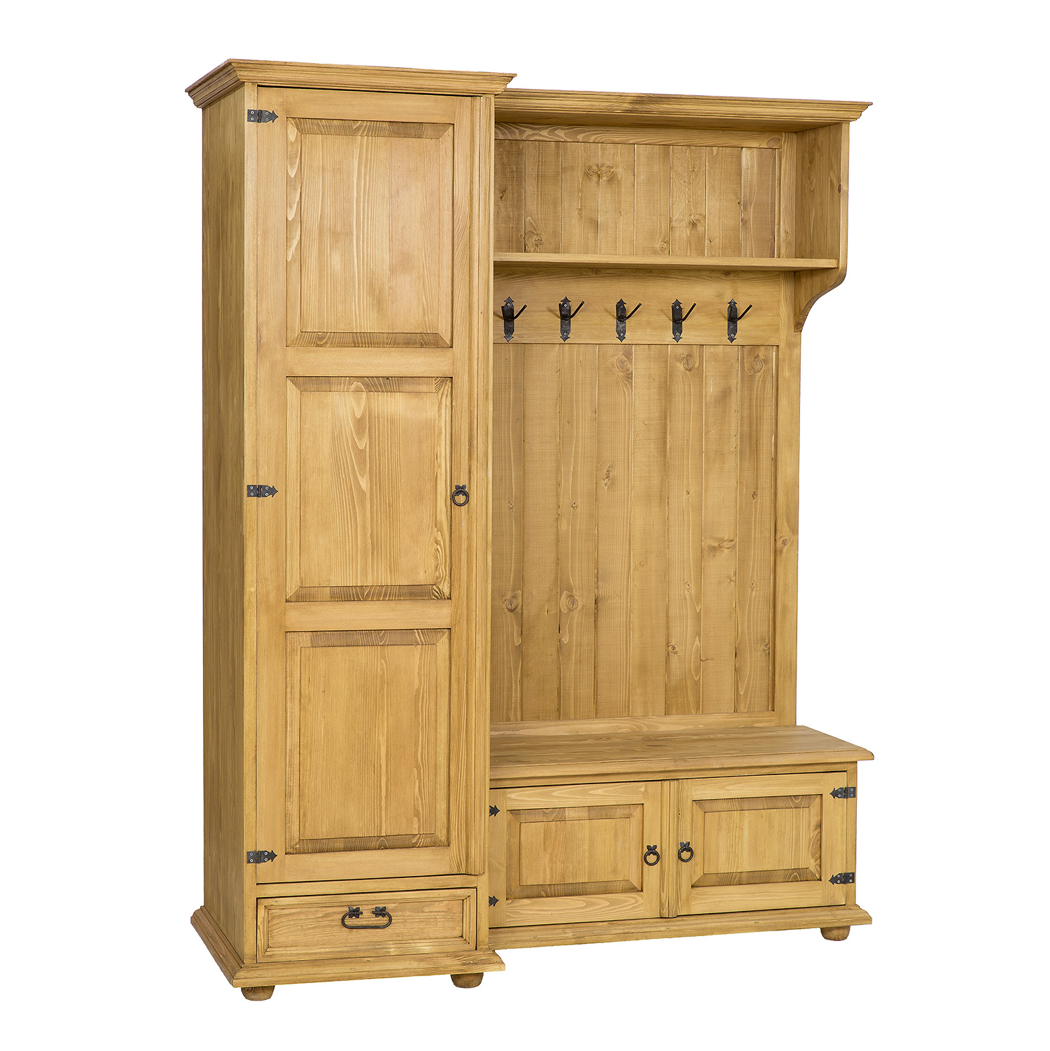 Pušinė spinta RUSTIKAL GR704, pušis, balintas vaškas