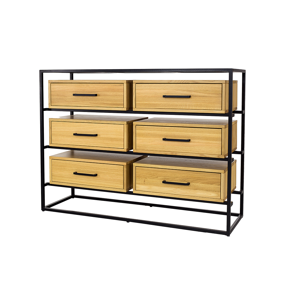 Metalinė ir ąžuolinė komoda METALAS KD371 kakavos spalvos ąžuolas