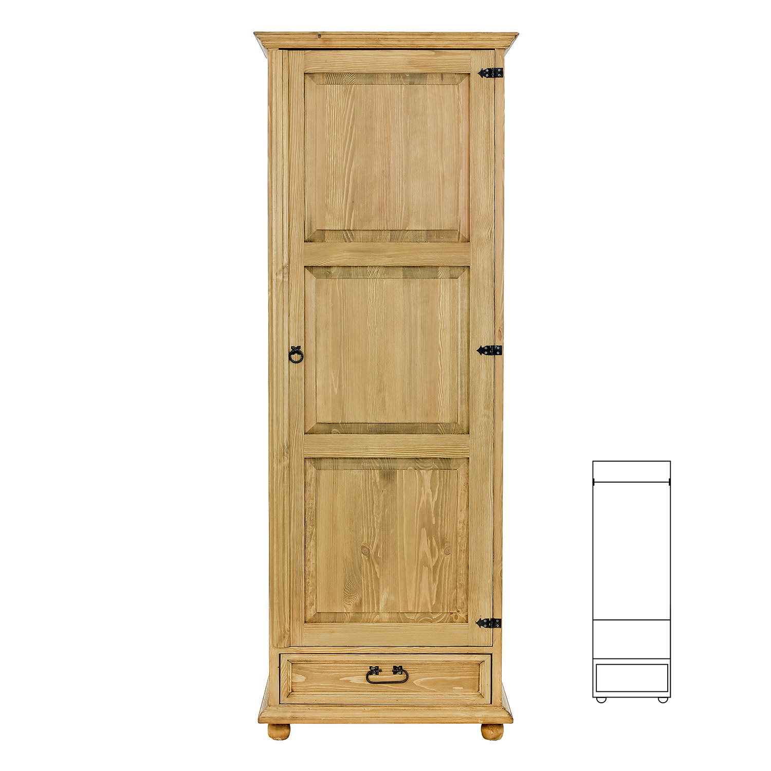 Pušinė spinta RUSTIKAL SF700 KAIRĖ sendintos pušies balta