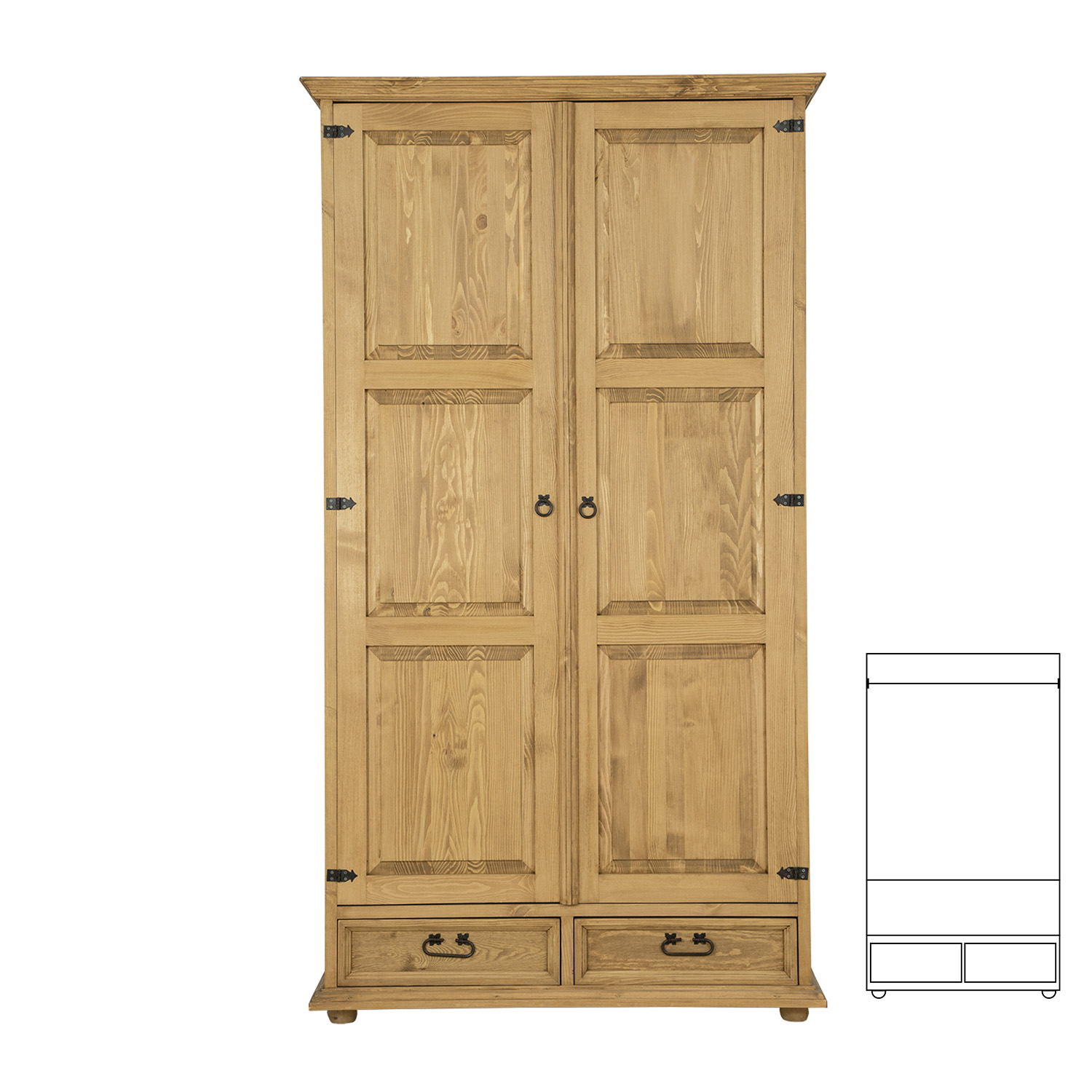 Pušinė spinta RUSTIKAL SF701 pušis šviesus vaškas