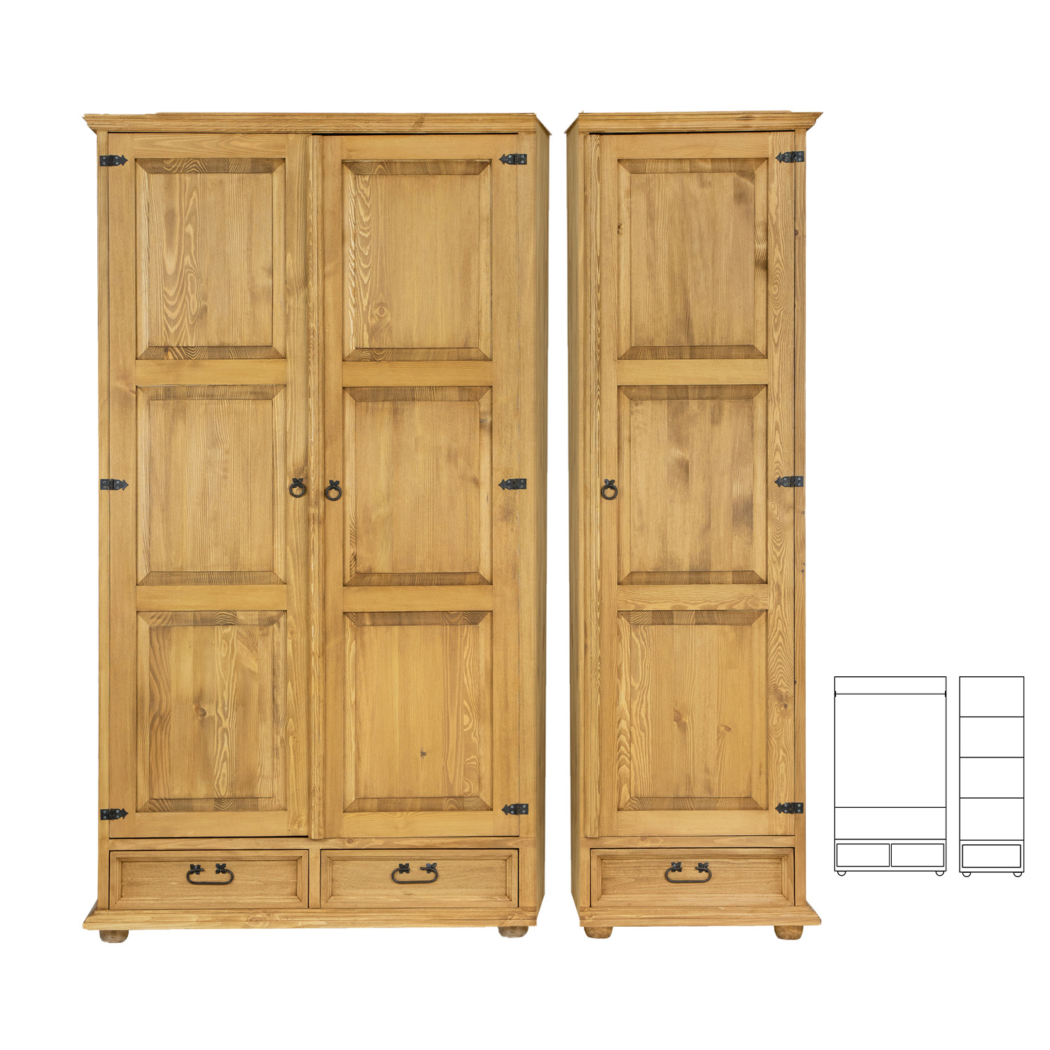 Pušinė spinta RUSTIKAL SF702/II pušies balintas vaškas