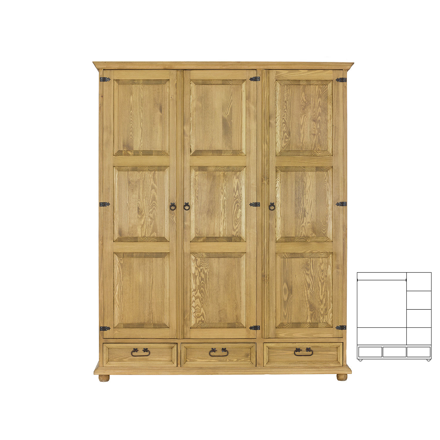 Pušinė spinta RUSTIKAL SF702/I, šviesaus pušies vaško spalvos