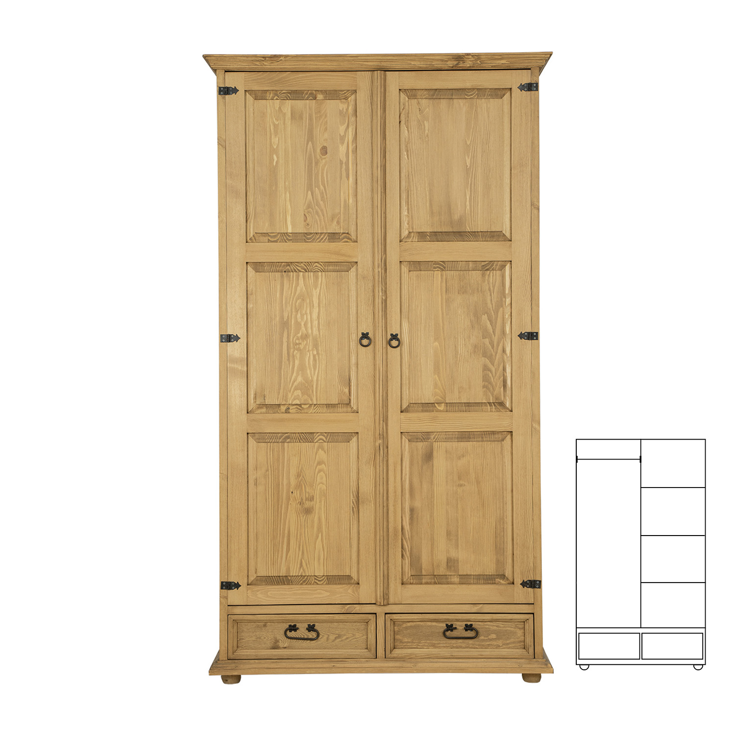 Pušinė spinta RUSTIKAL SF831 balta patina pušis