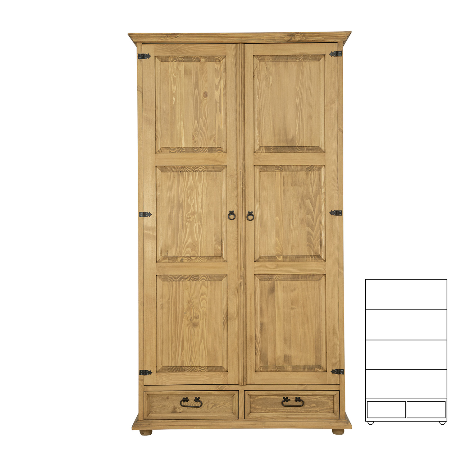 Pušinė spinta RUSTIKAL SF841, pušis, balintas vaškas