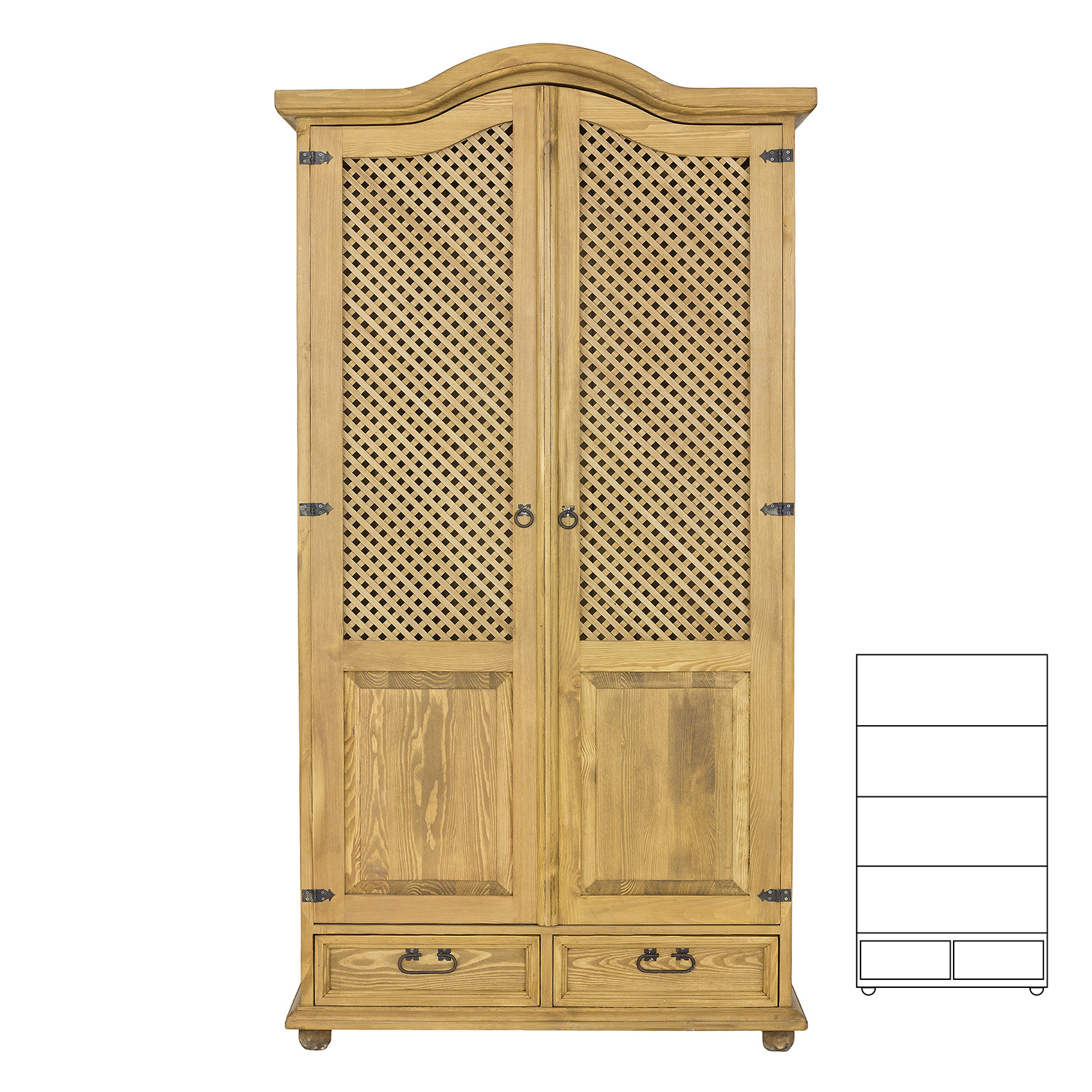 Pušinė spinta RUSTIKAL SF849, skaidraus vaško spalvos, pušis