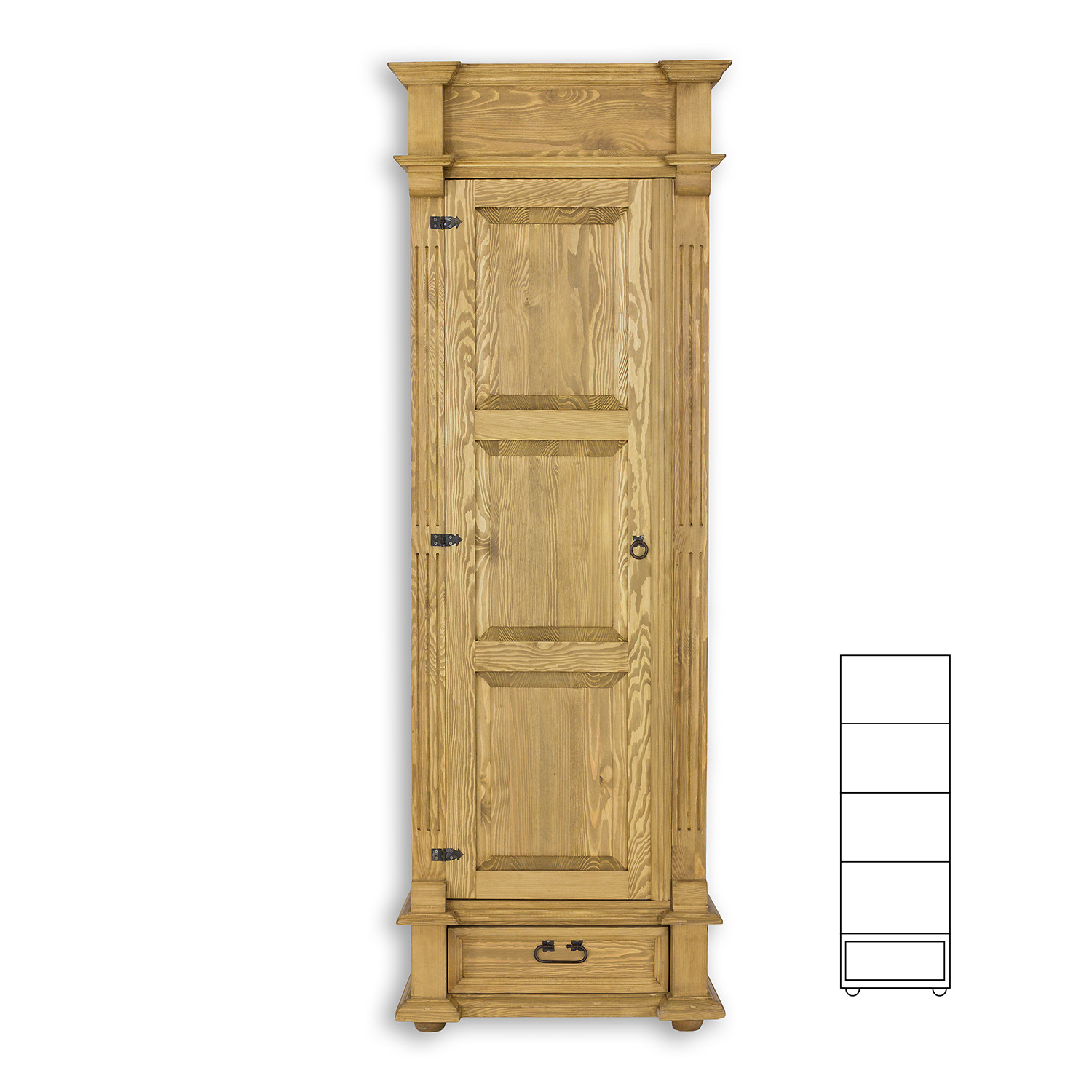 Pušinė spinta RUSTIKAL SF837 pušis, tamsus vaškas