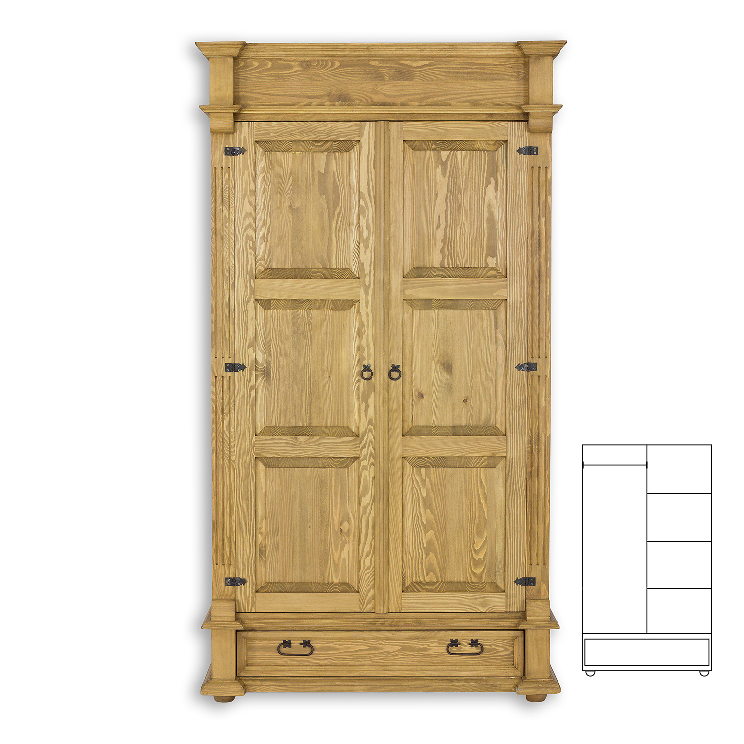 Pušinė spinta RUSTIKAL SF838 pušis, šviesus vaškas