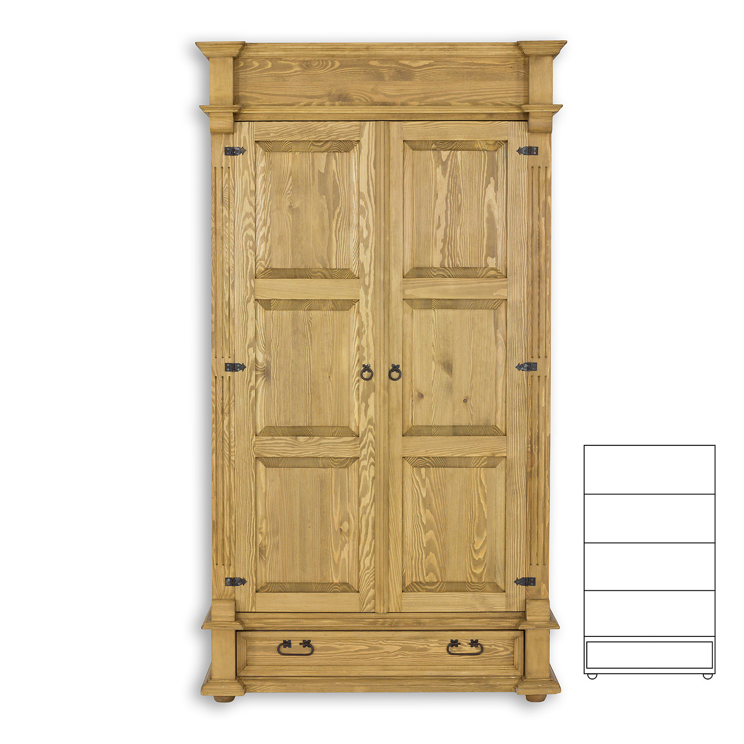 Pušinė spinta RUSTIKAL SF848 antikvarinė pušis balta