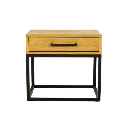 Metalinis ir ąžuolinis naktinis staliukas METAL SN370 kakavos ąžuolo spalvos