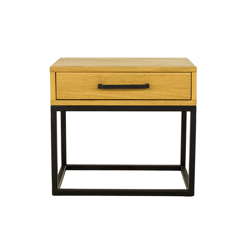 Metalinis ir ąžuolinis naktinis staliukas METAL SN370 natūralus ąžuolas