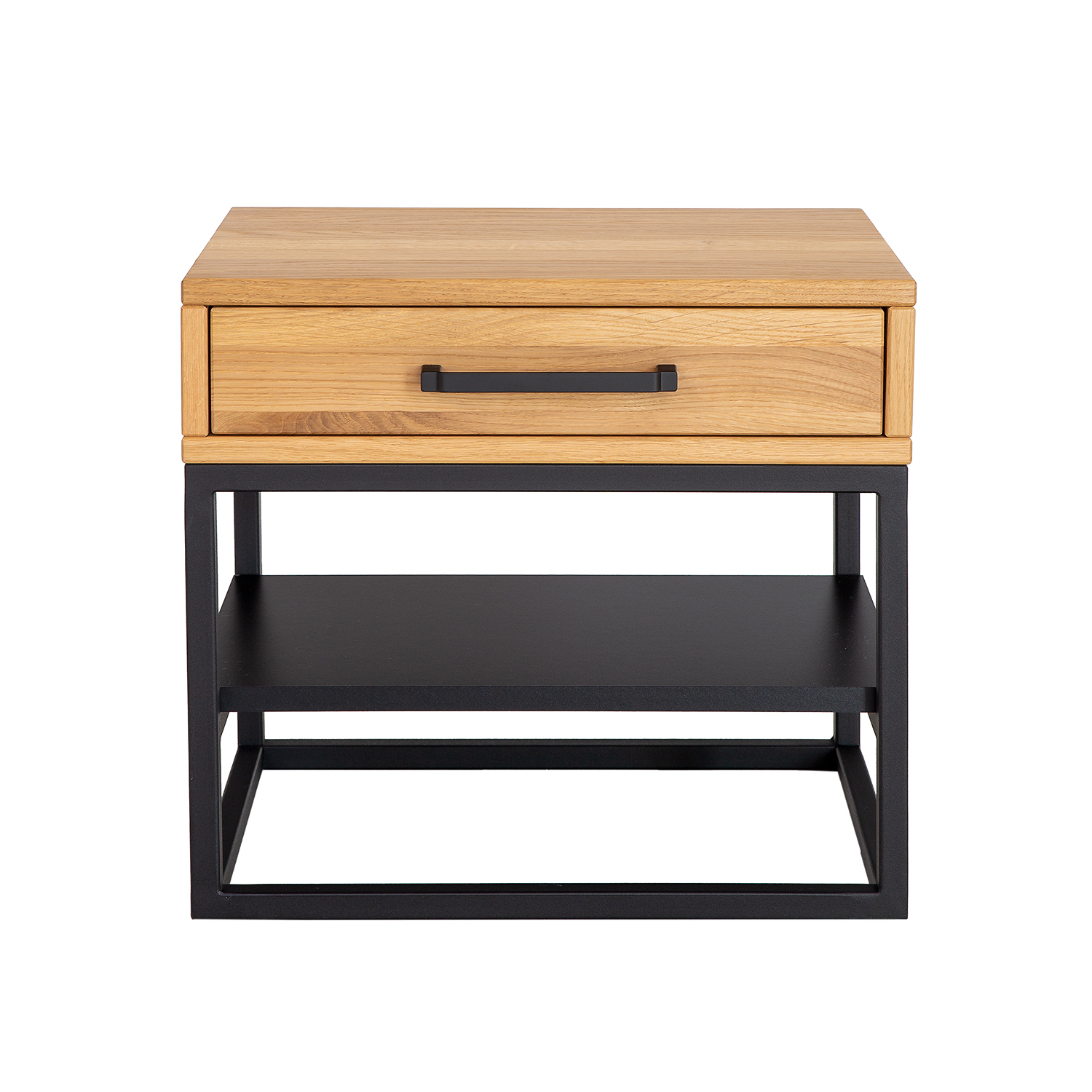 Metalinis ir ąžuolinis naktinis staliukas METAL SN372 kakavos ąžuolo spalvos