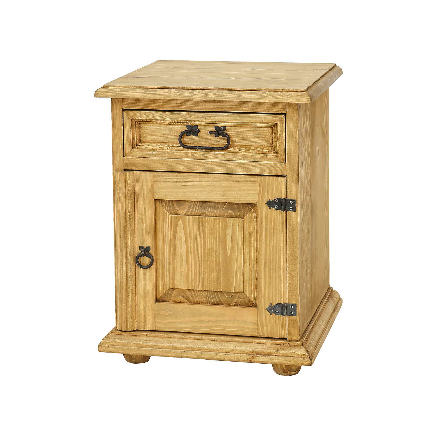 RUSTIKAL SN801 naktinis staliukas, kairysis, pušis, skaidrus vaškas