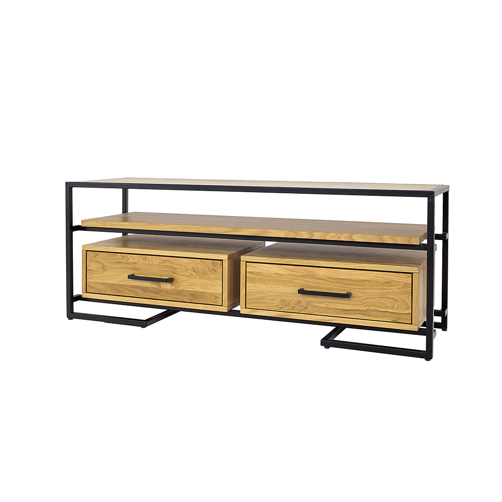 Metalinė ir ąžuolinė TV spintelė METAL RV370 natūralaus ąžuolo spalvos