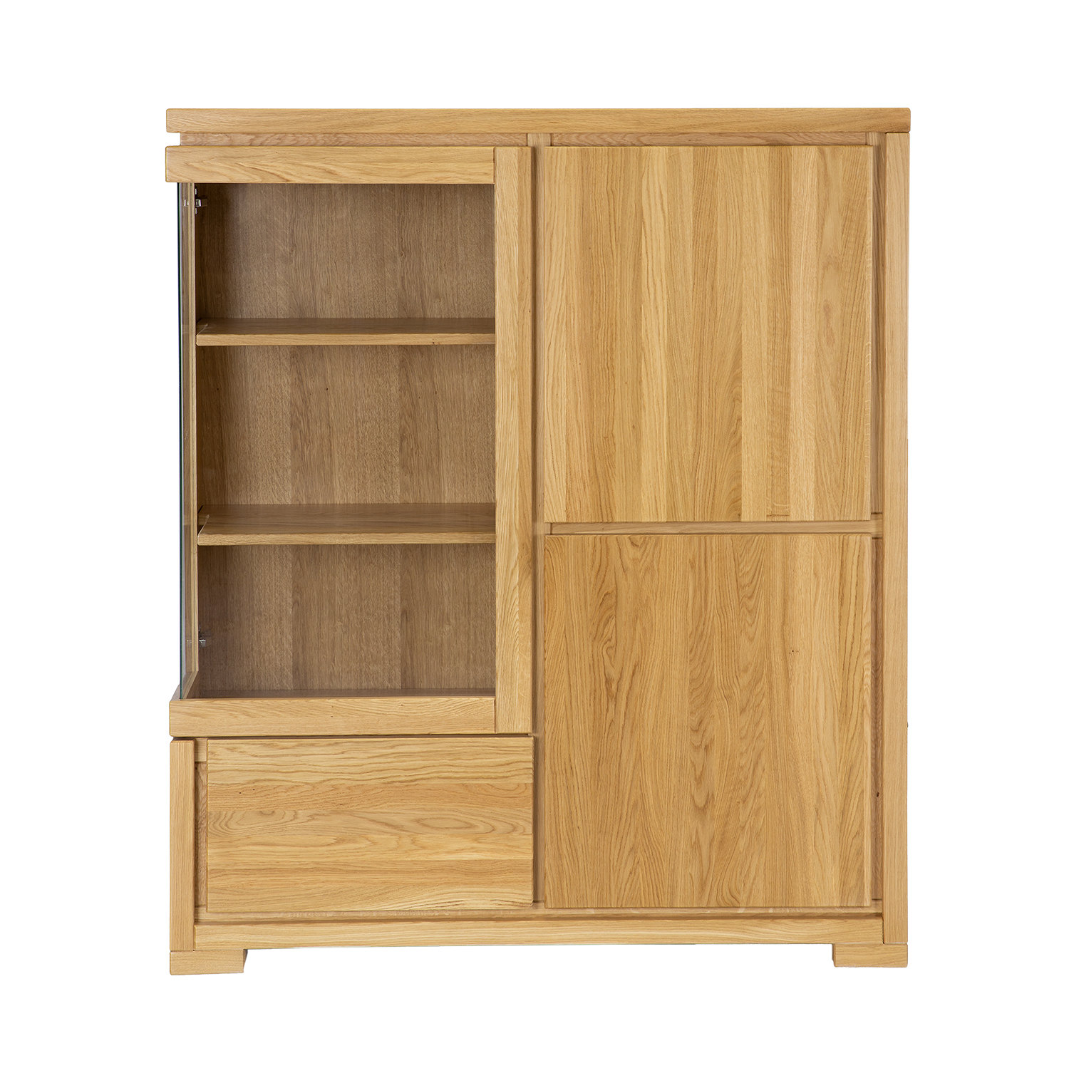 Ąžuolinė vitrina CLASSIC KW353 KAIRĖ STIKLINĖ tamsaus ąžuolo