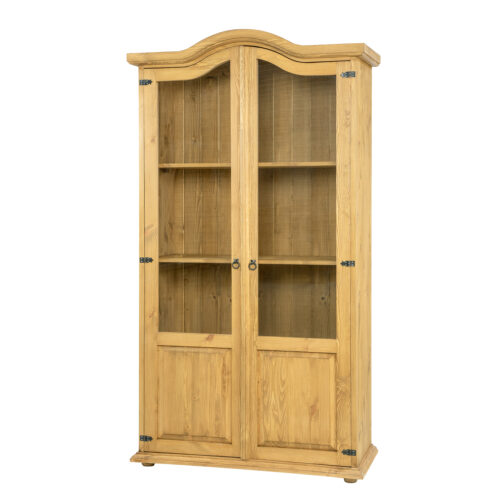 Pušinė vitrina RUSTIKAL KW803 antikvarinė pušis balta