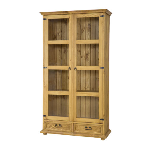 Pušinė vitrina RUSTIKAL KW804 pušies rudo vaško spalvos