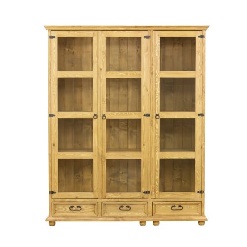 Pušinė vitrina RUSTIKAL KW809/II pušies balintas vaškas