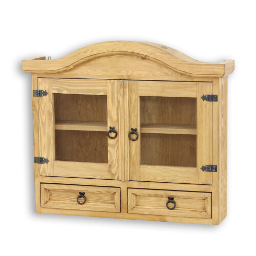 Pušinė vitrina RUSTIKAL KW711 antikvarinė pušis balta