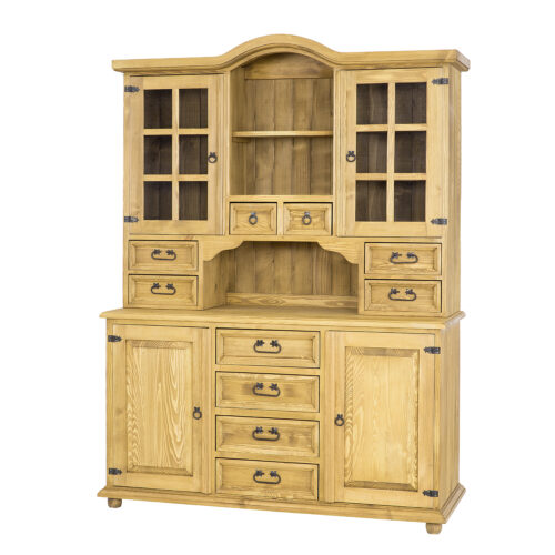 Pušinė vitrina RUSTIKAL KW816, balta pušis, patina