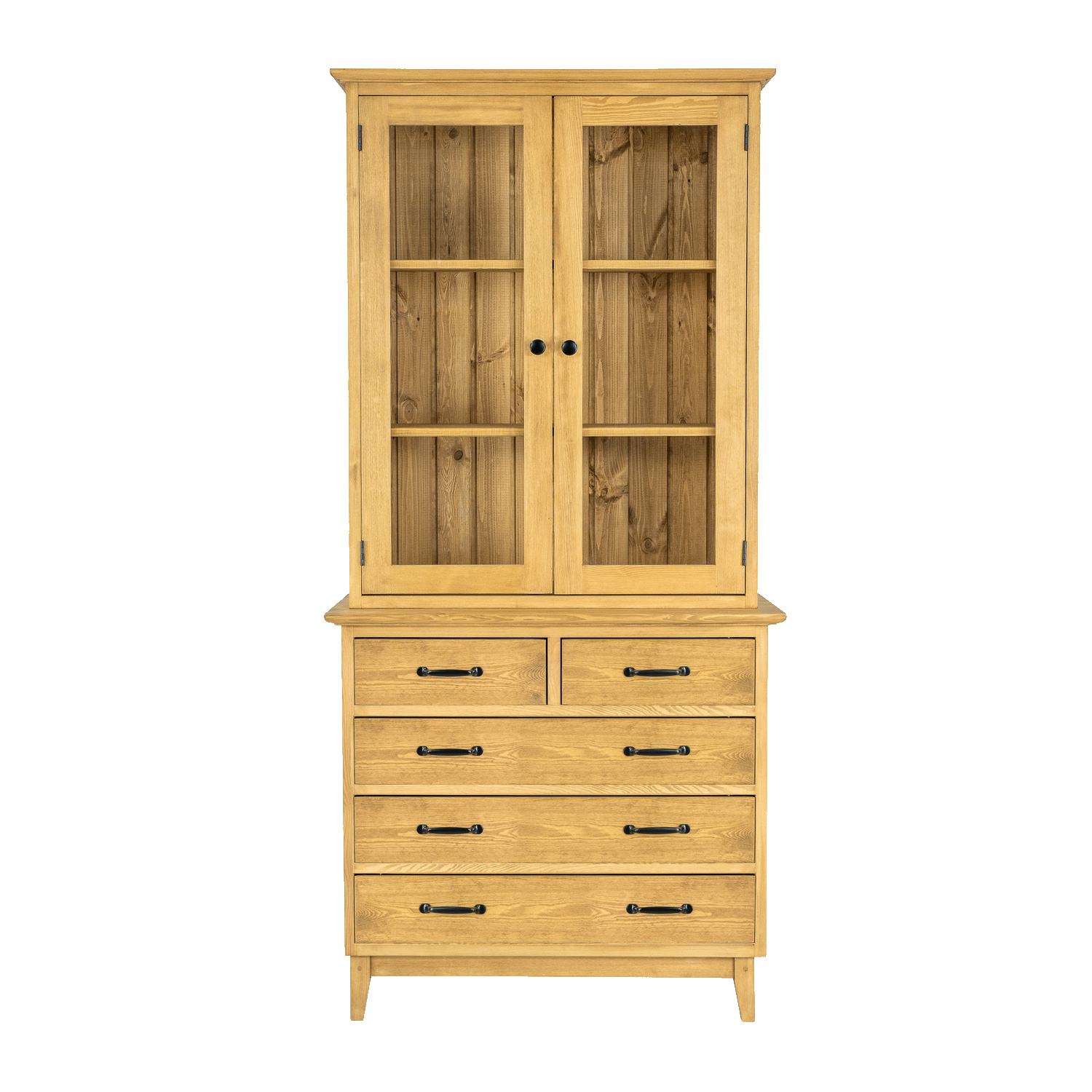 Pušinė vitrina RUSTIKAL KW722 pušis, tamsus vaškas