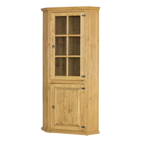 Pušinė vitrina RUSTIKAL KW814 antikvarinė pušis balta