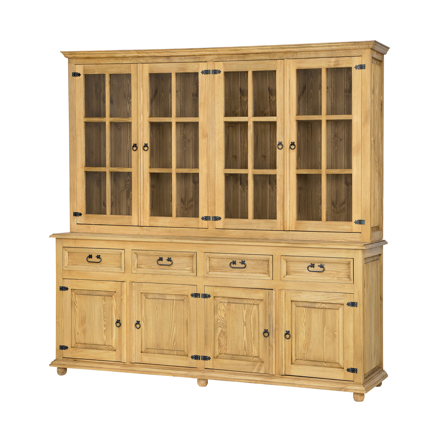 Pušinė vitrina RUSTIKAL KW825, šviesaus pušies vaško apdaila