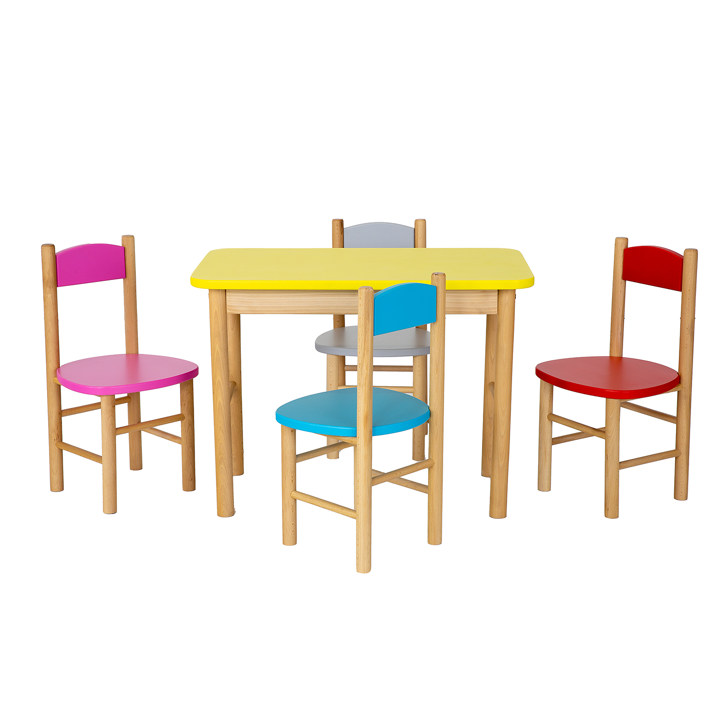 Medinė vaikiška kėdė AD251, buko spalvos, rožinė