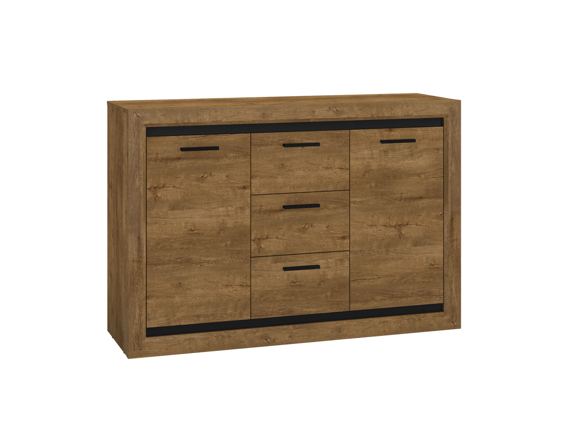 BALTICA 09-01 lefkas ąžuolo/juodos spalvos komoda