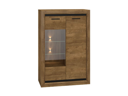 BALTICA 26-01 Lefkas ąžuolo/juodos spalvos vitrina