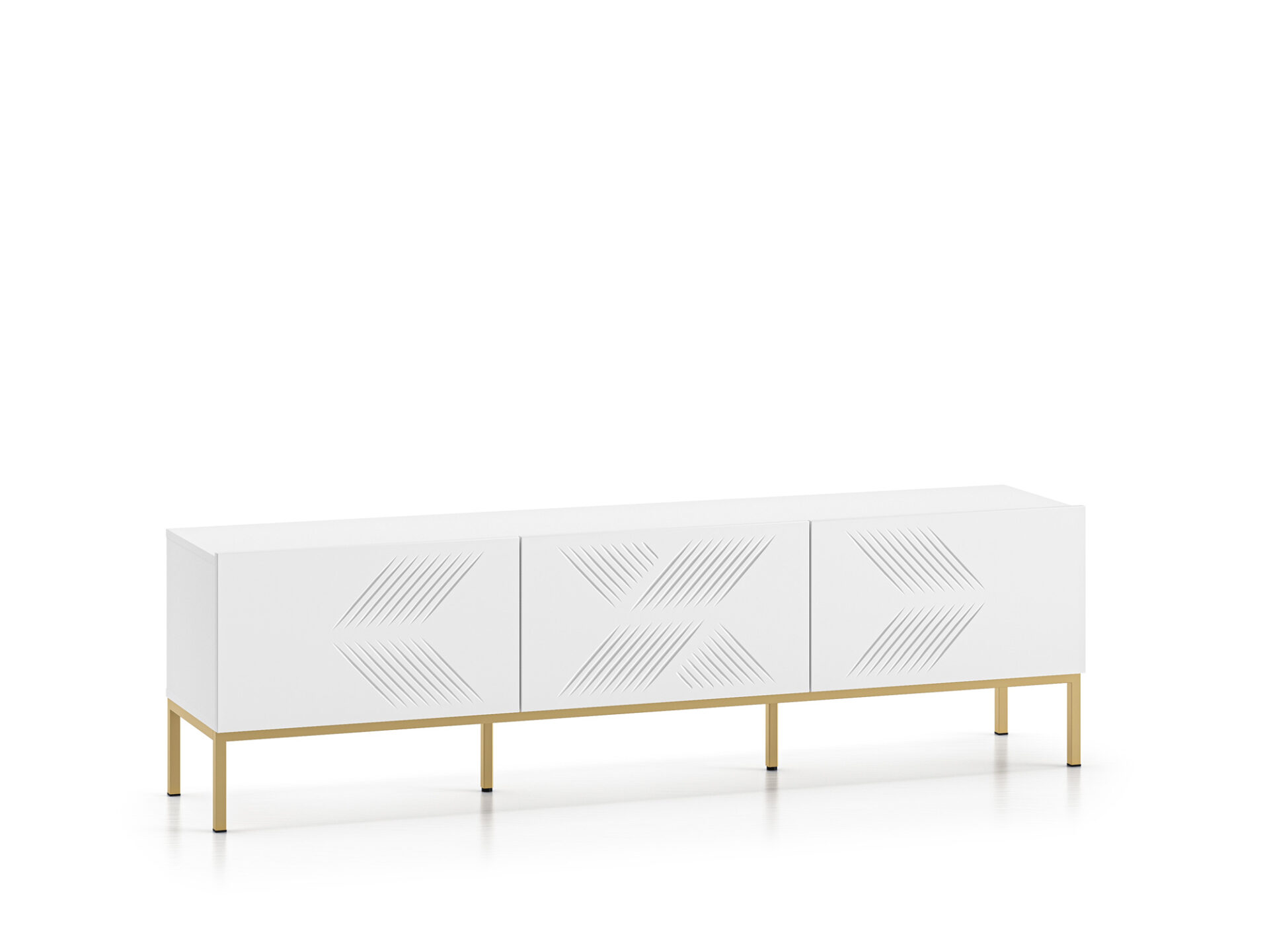 „Clearing 04“ Alpių baltumo / aukso pagrindas – 3K televizoriaus stovas