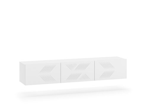 „Clearing 07 Alpine White“ – prie sienos pakabinama 3K televizoriaus spintelė