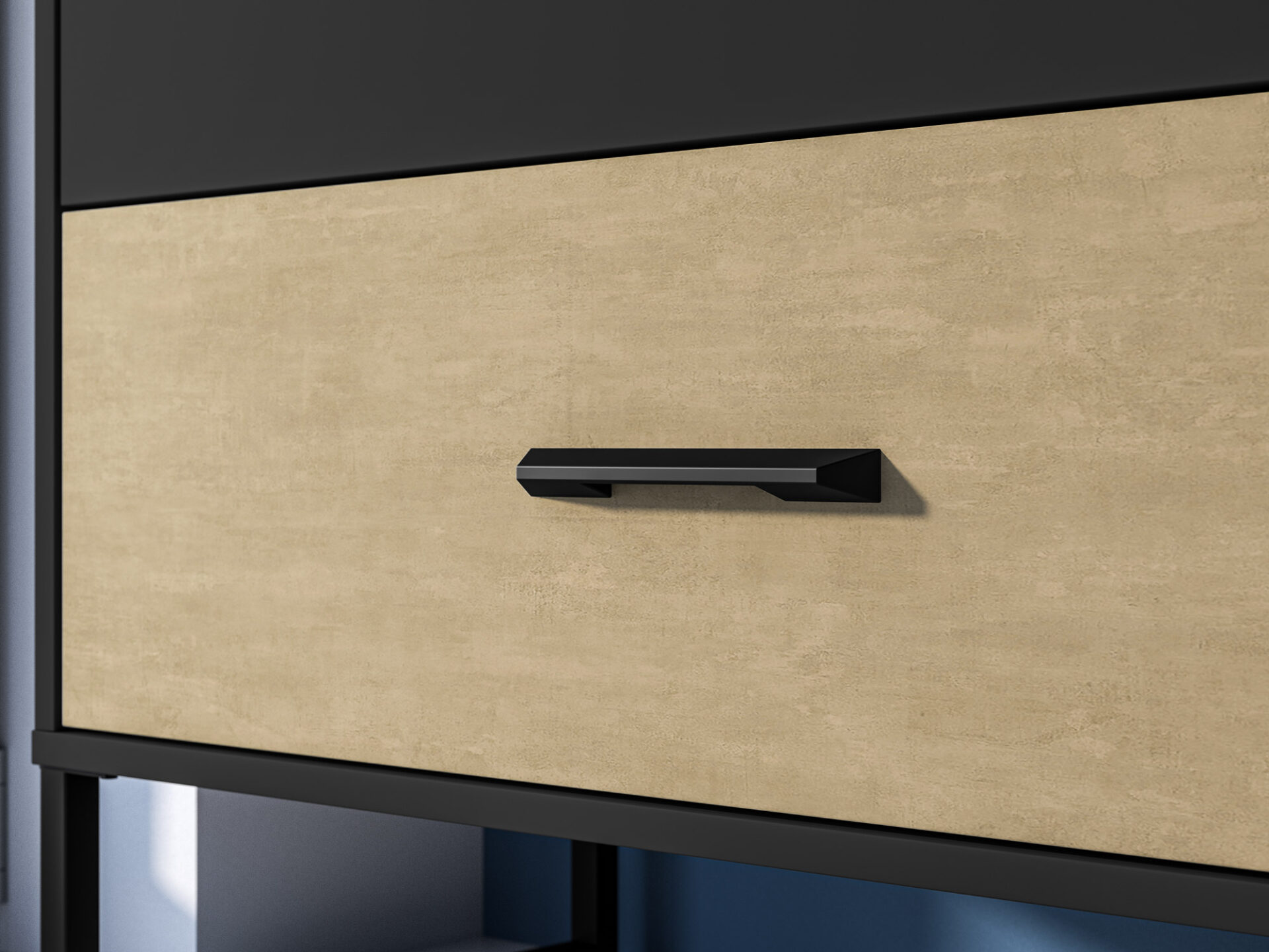 „Colt 06 Gold Craft Oak/Black-Premium Steel“ komoda – 1D3S - Paveikslėlis 6