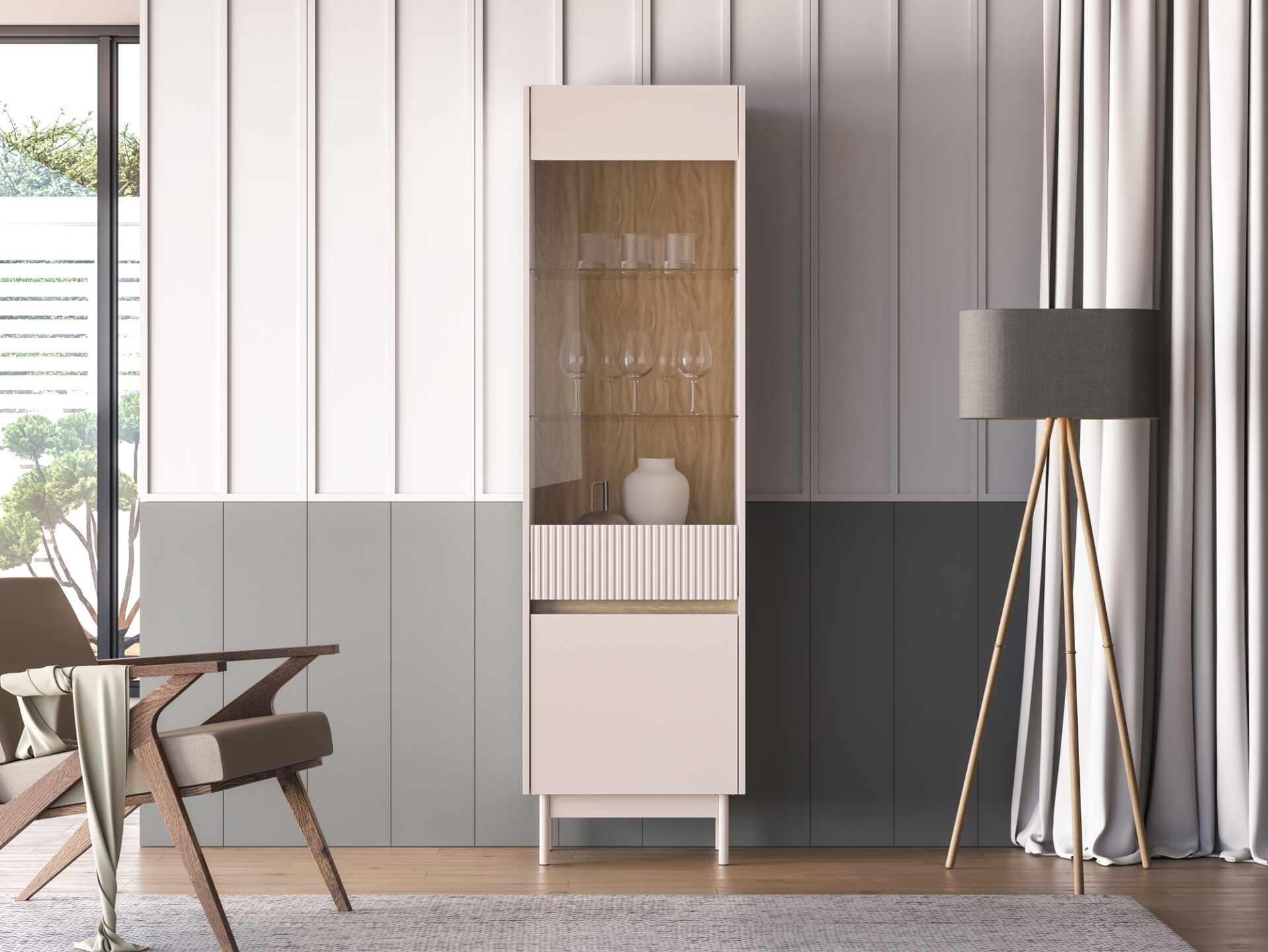 Dunea 02 kašmyras / cremona ąžuolo torro - vitrininė spinta 1D1W — изображение 5