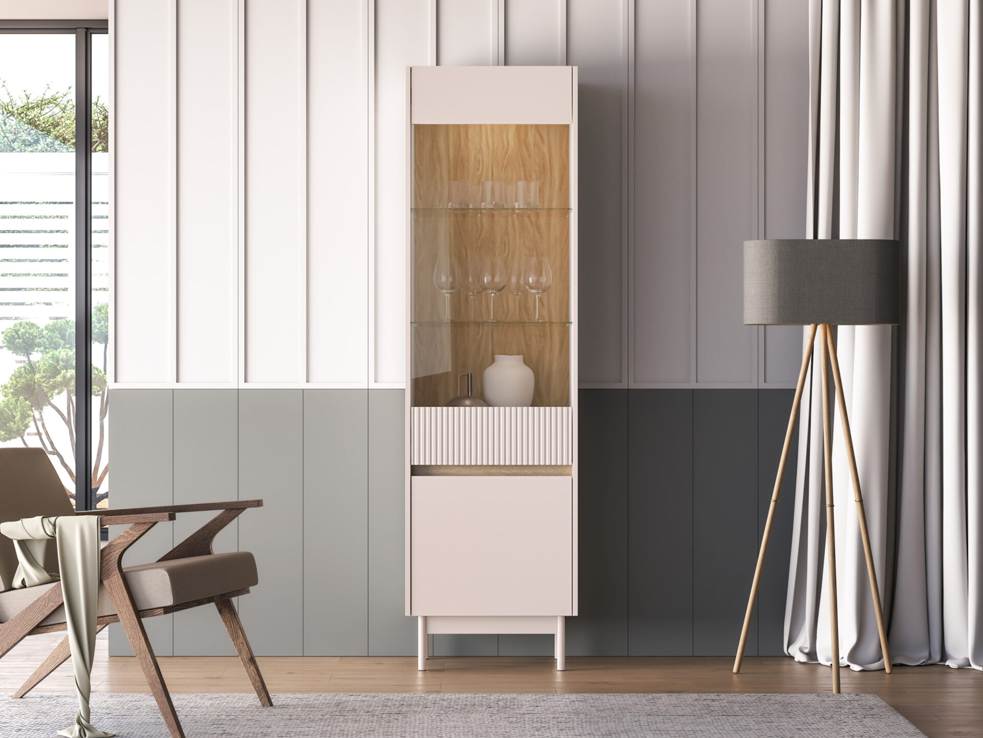 Dunea 02 kašmyras / cremona ąžuolo torro - vitrininė spinta 1D1W — изображение 6