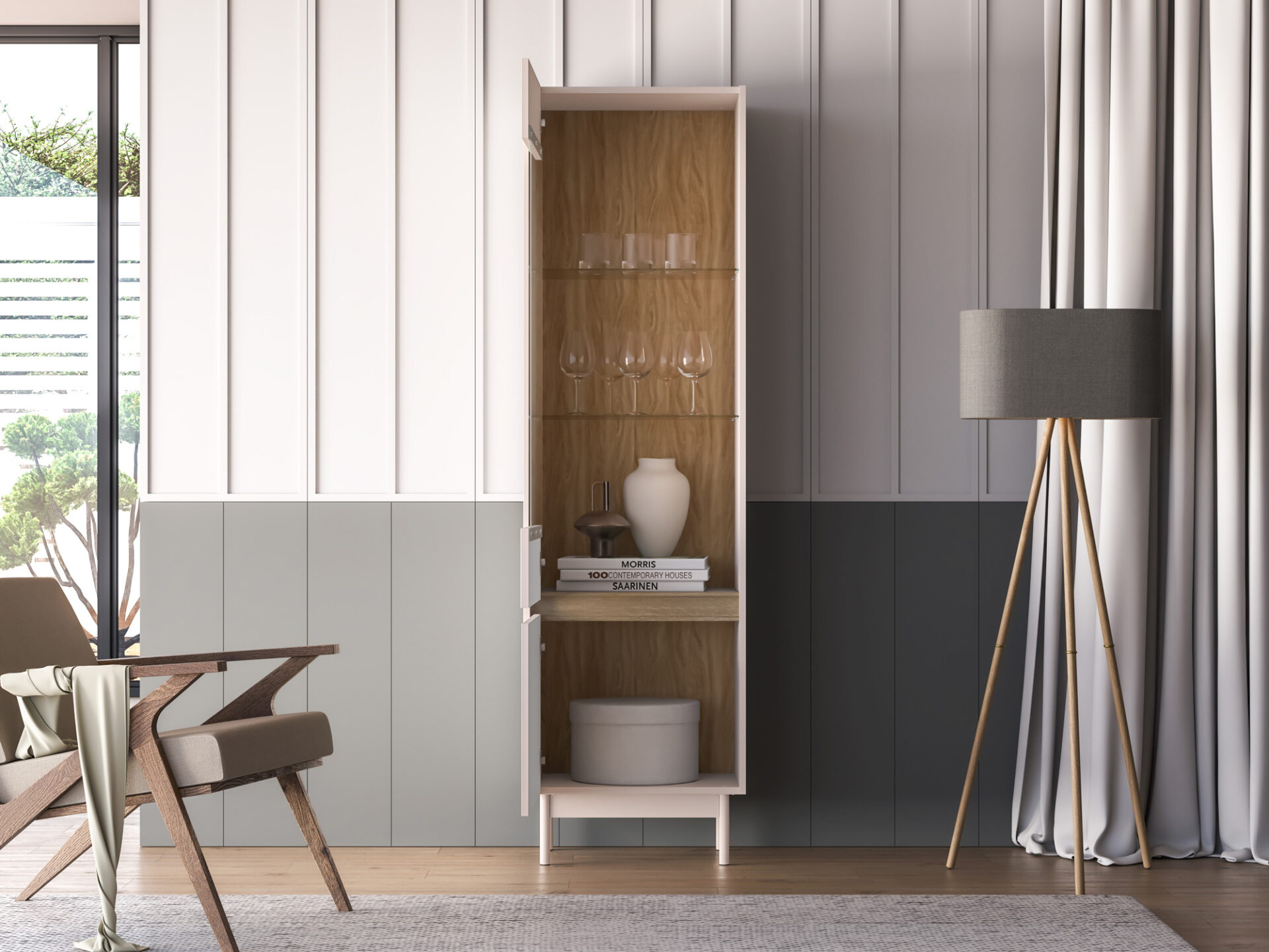 Dunea 02 kašmyras / cremona ąžuolo torro - vitrininė spinta 1D1W — изображение 7